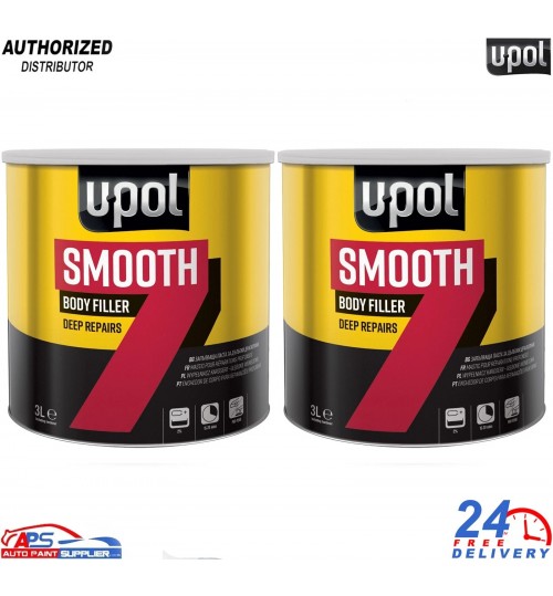 2x U-POL Smooth 7 3L Car Body Filler with BPO Hardener – Easy Sanding